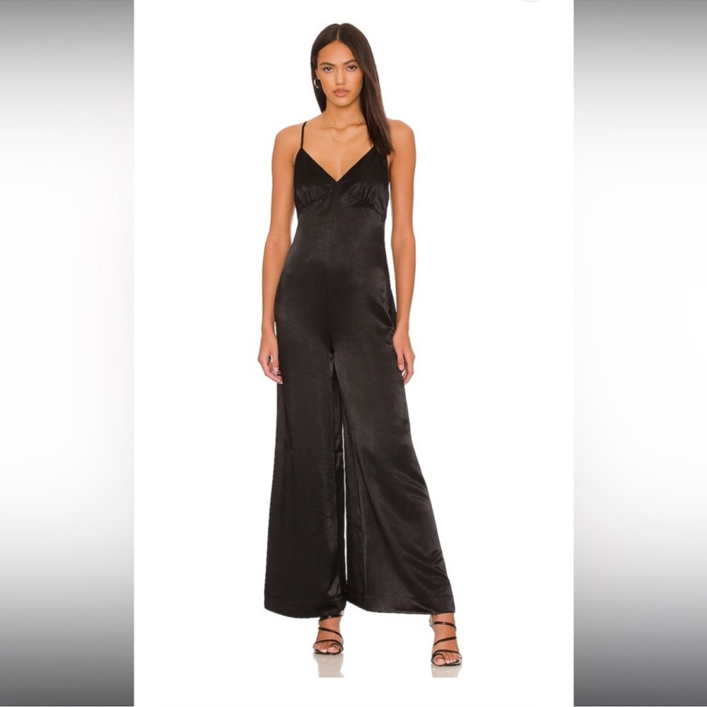 WeWoreWhat XS Black Slip Wide Leg Jumpsuit